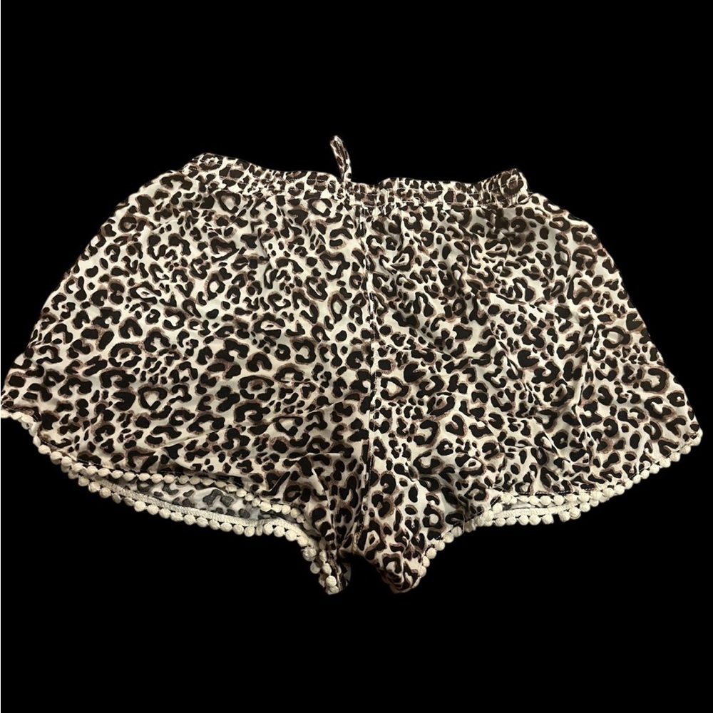 Hollister xs Leopard cheetah Print Pom-Pom Trim lounge Shorts